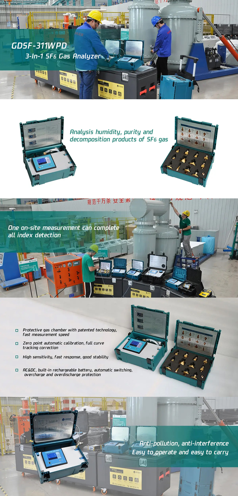 GDSF-311WPD 3-In-1 SF6 Gas Analyzer